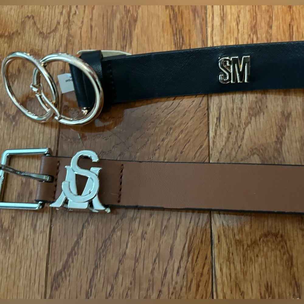 Two Steve Madden Faux Leather Belts